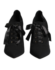 Dolce & Gabbana Black Lace Up Stiletto Heels Pumps Shoes - Heels