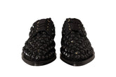 Dolce & Gabbana Svarta Formella Ballerinaskor med Snörning och Nitar - EU39/US8.5