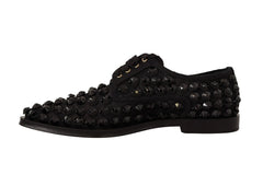 Dolce & Gabbana Black Lace Up Studded Formal Flats Shoes - EU39/US8.5