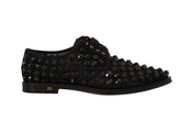 Dolce & Gabbana Black Lace Up Studded Formal Flats Shoes - EU39/US8.5 - Flats