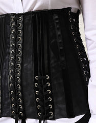 Dolce & Gabbana Black Lace-Up Waist Cincher Bustier Corset Top - IT40|S