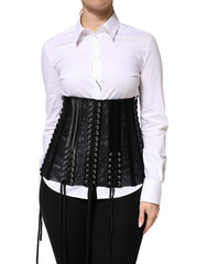 Dolce & Gabbana Black Lace-Up Waist Cincher Bustier Corset Top - IT40|S