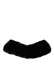 Dolce & Gabbana Black Lamb Fur Collar Women Neck Wrap Scarf - IT40|S - Scarves & Shawls