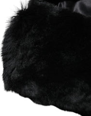 Dolce & Gabbana Black Lamb Fur Collar Women Neck Wrap Scarf - IT40|S - Scarves & Shawls