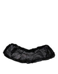 Dolce & Gabbana Black Lamb Fur Collar Women Neck Wrap Scarf - IT40|S - Scarves & Shawls