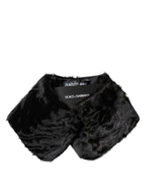 Dolce & Gabbana Black Lamb Fur Collar Women Neck Wrap Scarf - Scarves & Shawls
