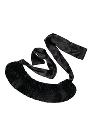 Dolce & Gabbana Black Lamb Fur Women Neck Warmer Winter Scarf - IT40|S - Scarves & Shawls