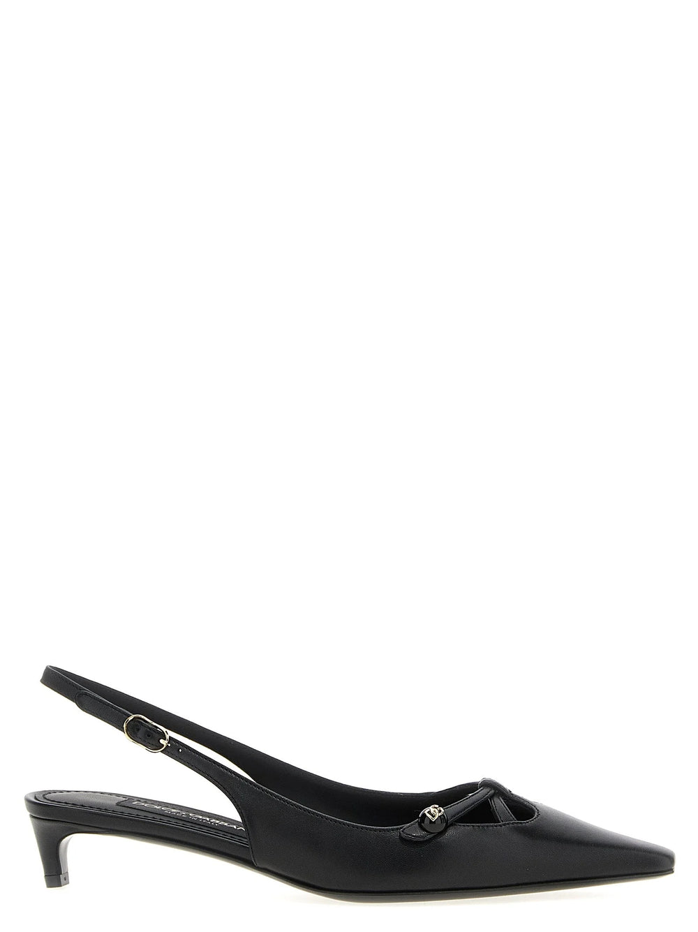 Dolce & Gabbana Black Lamb Leather Mid Heel Pumps