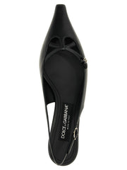 Dolce & Gabbana Black Lamb Leather Mid Heel Pumps
