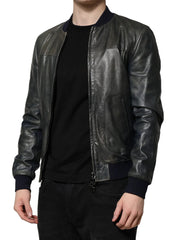 Dolce & Gabbana Black Lambskin Leather Biker Full Zip Jacket - IT48 | M - Bomber Jackets