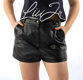 Dolce & Gabbana Black Lambskin Women Short - IT48 | XL - Shorts