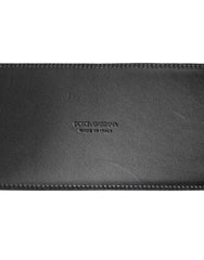 Dolce & Gabbana Black Leather 4-Strap Metal Multi-Buckle Belt - 90 cm / 36 Inches