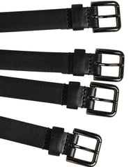 Dolce & Gabbana Black Leather 4-Strap Metal Multi-Buckle Belt - 90 cm / 36 Inches