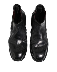 Dolce & Gabbana Black Leather Ankle Boots Slip On Shoes - EU40/US7