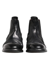 Dolce & Gabbana Black Leather Ankle Boots Slip On Shoes - EU40/US7
