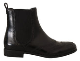 Dolce & Gabbana Black Leather Ankle High Flat Boots Shoes - EU35/US4.5 - Boots