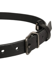 Dolce & Gabbana Black Leather Antique Finish Buckle Belt - 70 cm / 28 Inches