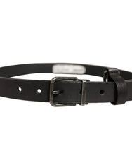Dolce & Gabbana Black Leather Antique Finish Buckle Belt - 70 cm / 28 Inches