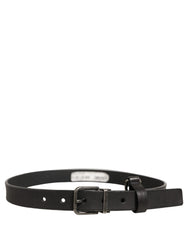 Dolce & Gabbana Black Leather Antique Finish Buckle Belt - 70 cm / 28 Inches