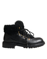 Dolce & Gabbana Black Leather Bernini Shearling Boots Shoes - EU44/US11 - Boots