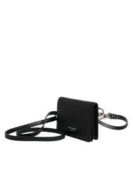 Dolce & Gabbana Black Leather Bifold Card Holder Crossbody Men Borse Bag - Cross Body Bags