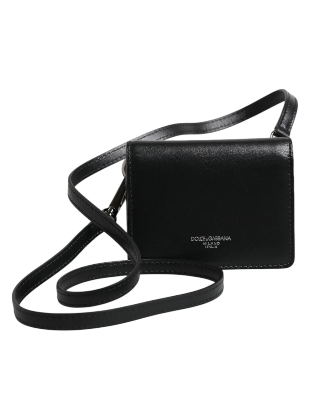 Dolce & Gabbana Black Leather Bifold Card Holder Crossbody Men Borse Bag - Cross Body Bags