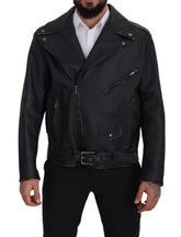 Dolce & Gabbana Black Leather Biker Coat Zipper Jacket - IT46 | S - Motorcycle Outerwear