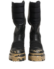 Dolce & Gabbana Schwarze Leder Biker Stiefel Mid-Calf Herren - EU44/US11