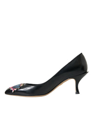 Dolce & Gabbana Schwarze Leder BOOM Patch Absatzpumps