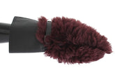 Dolce & Gabbana Black Leather Bordeaux Shearling Gloves - Gloves & Mittens