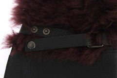 Dolce & Gabbana Black Leather Bordeaux Shearling Gloves - Gloves & Mittens