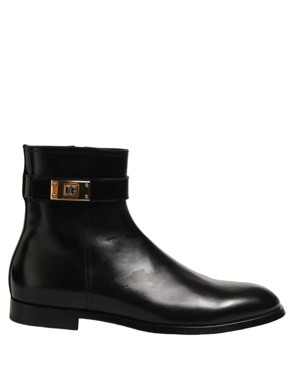 Dolce & Gabbana Black Leather Buckle Mid Calf Boots Shoes - EU45/US12