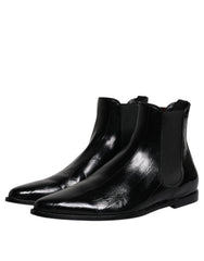 Dolce & Gabbana Black Leather Chelsea Men Ankle Boots Shoes - EU44/US11 - Boots
