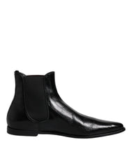 Dolce & Gabbana Black Leather Chelsea Men Ankle Boots Shoes - EU44/US11 - Boots