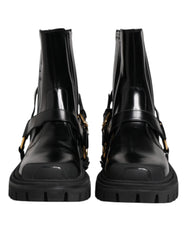 Dolce & Gabbana Black Leather Chelsea Men Short Boots Shoes - EU36/US5.5 - Boots