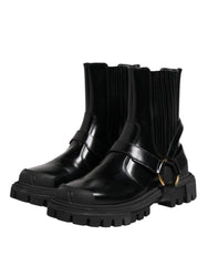 Dolce & Gabbana Black Leather Chelsea Men Short Boots Shoes - EU36/US5.5 - Boots