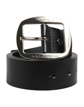 Dolce & Gabbana Black Leather Classic Metal Buckle Belt - Belts