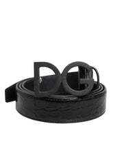 Dolce & Gabbana Black Leather Classic Metal DG Buckle Belt - Belts