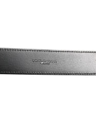 Dolce & Gabbana Black Leather Classic Metal Logo Buckle Belt - 90 cm / 36 Inches - Belts