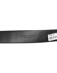 Dolce & Gabbana Black Leather Classic Metal Logo Buckle Belt - 90 cm / 36 Inches - Belts