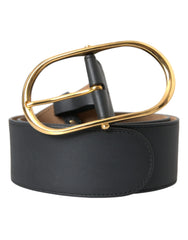 Dolce & Gabbana Black Leather Classic Metal Oval Buckle Belt - 85 cm / 34 Inches - Belts