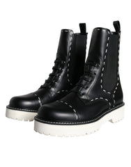 Ghete Dolce & Gabbana negre din piele, cu talpă tip combat, mijlocul gambei - EU36/US5.5