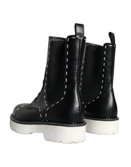 Ghete Dolce & Gabbana negre din piele, cu talpă tip combat, mijlocul gambei - EU36/US5.5