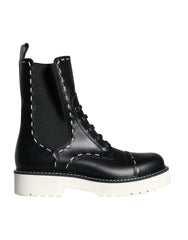 Dolce & Gabbana Black Leather Combat Mid Calf Boots Shoes - EU36/US5.5 - Boots