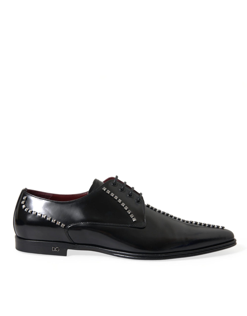 Dolce & Gabbana Black Leather Crystal Dress Formal Shoes - Shoes