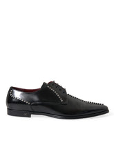 Dolce & Gabbana Black Leather Crystal Dress Formal Shoes - Shoes