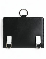 Dolce & Gabbana Black Leather Crystal Embellished Card Holder Wallet - Card Cases
