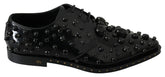 Dolce & Gabbana Black Leather Crystals Dress Broque Shoes - EU40/US9.5 - Flats