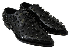 Dolce & Gabbana Black Leather Crystals Dress Broque Shoes - EU40/US9.5