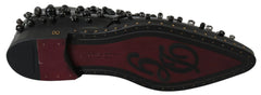 Dolce & Gabbana Black Leather Crystals Dress Broque Shoes - EU40/US9.5